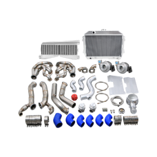 Twin Turbo Intercooler Radiator Kit For 60-66 Chevy C10 Truck SBC Small Block